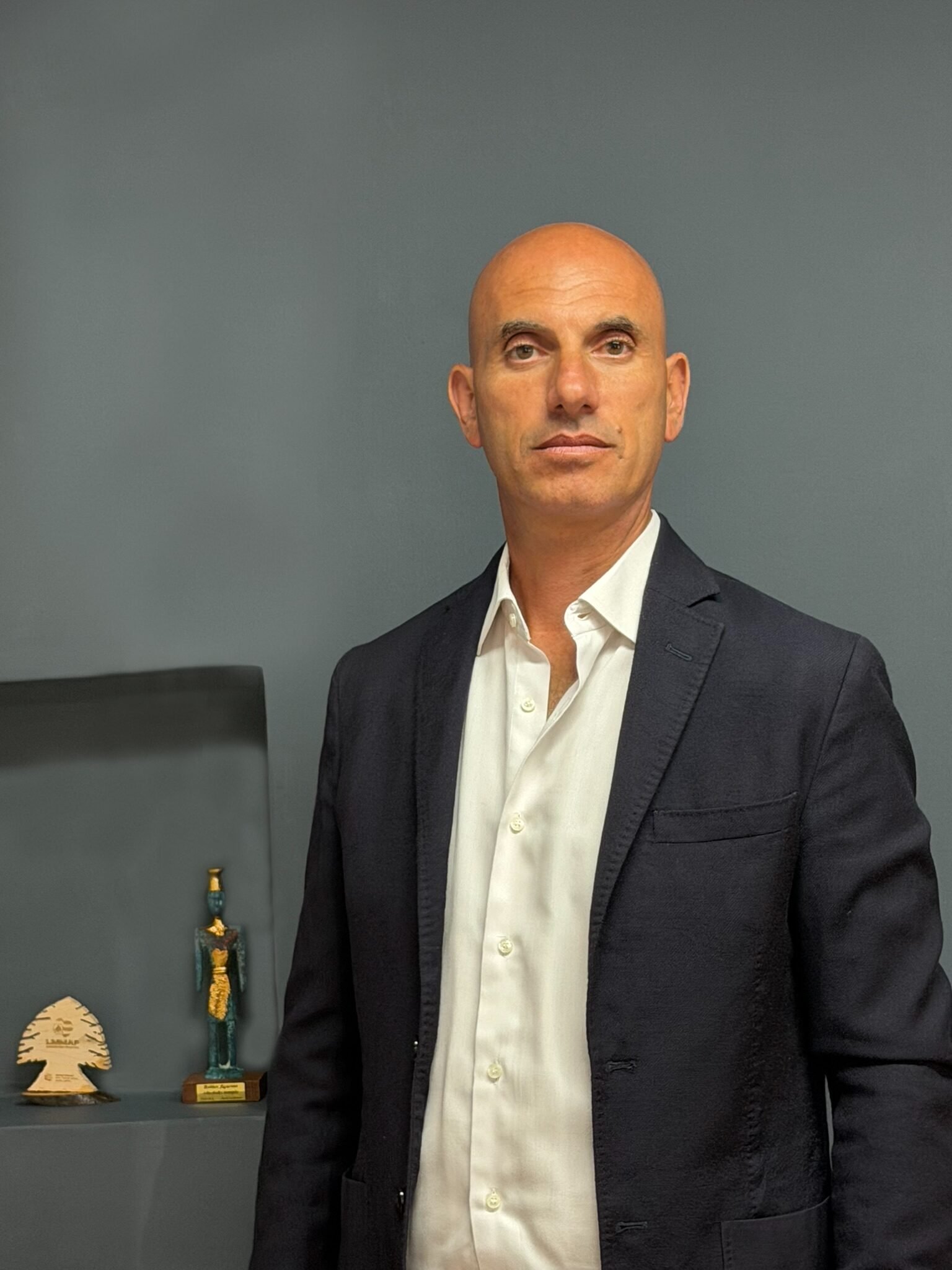 Louis Baz, founder of Victoriam, speaking at a press conference