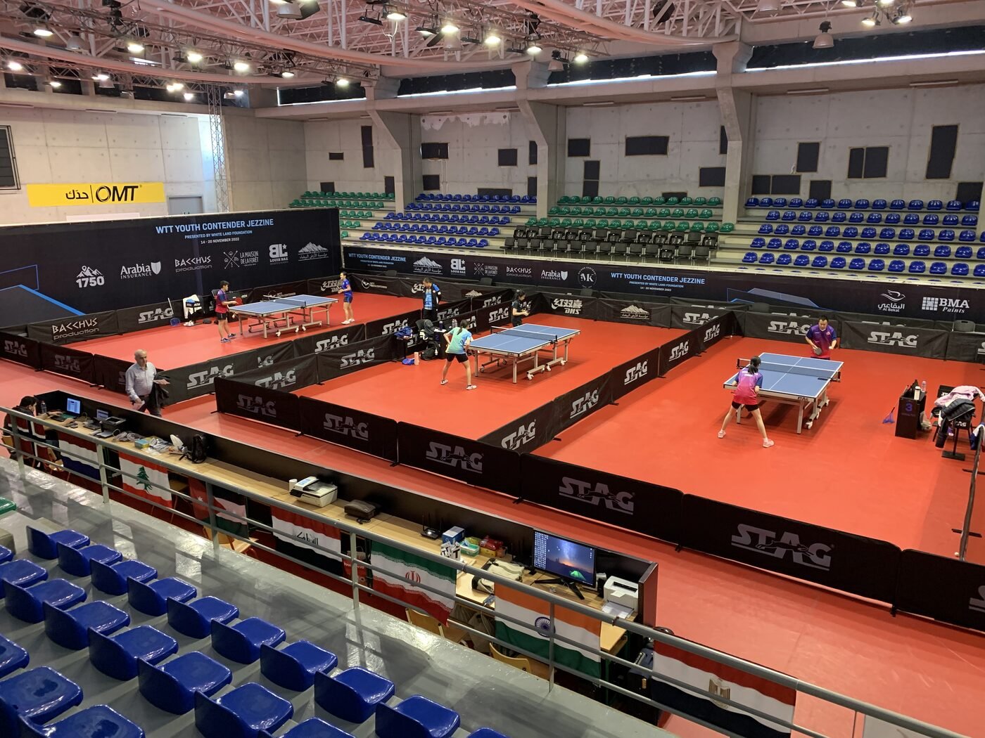 World Table Tennis Youth Contender Jezzine, table tennis action with sponsor boards